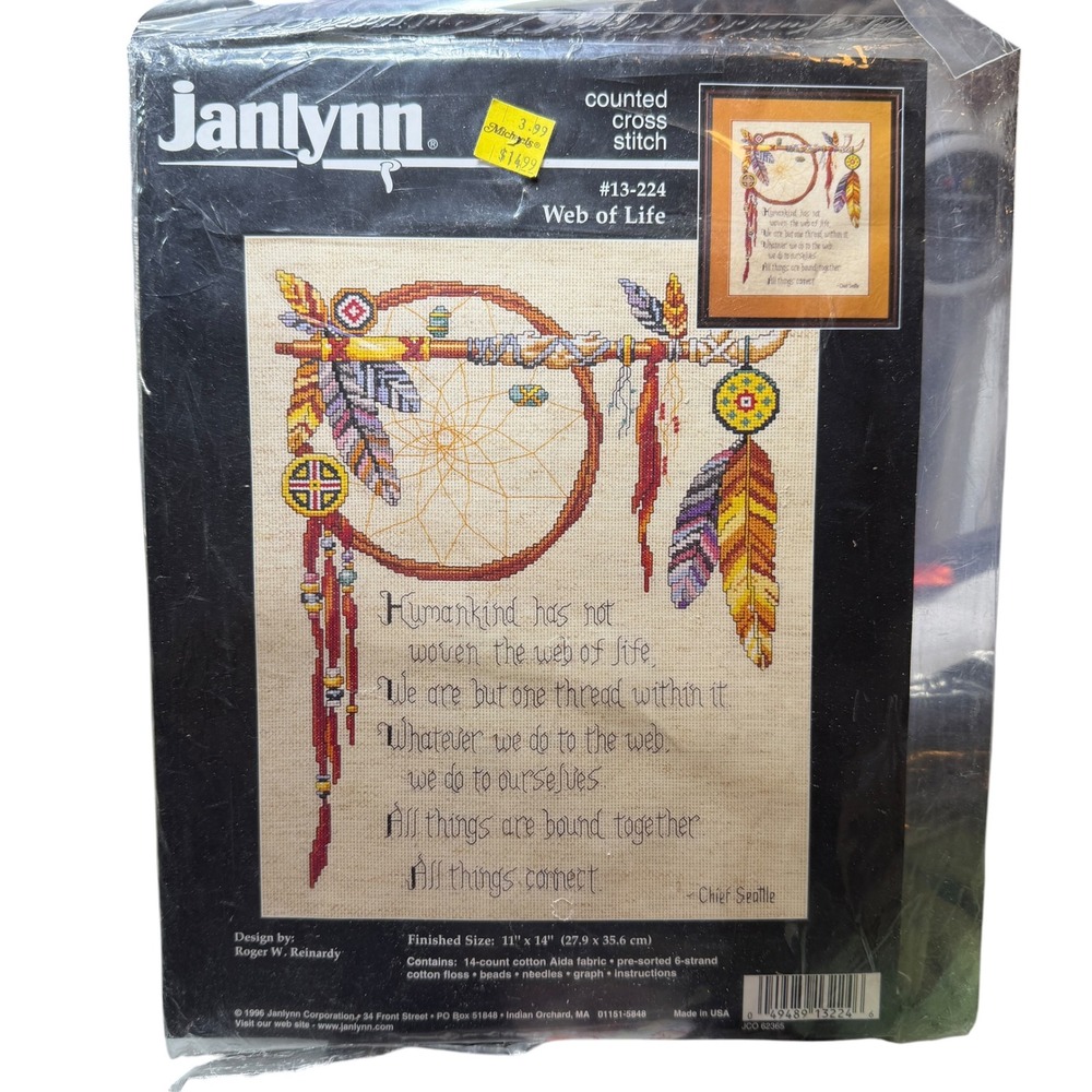 Janlynn Cross Stitch Kit Web of Life Dreamcatcher Native American 13-224 New